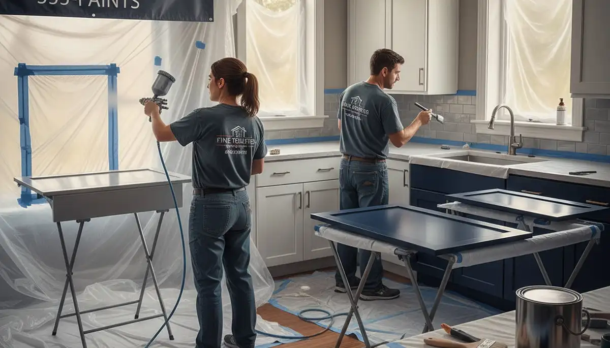 Cabinet painting service in Reading, MA by Reading Paint Pros for durable kitchen cabinet finishes