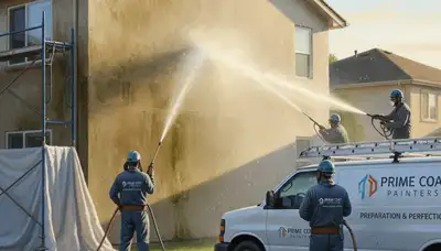 Pressure cleaning siding and driveway in Reading, MA by Reading Paint Pros