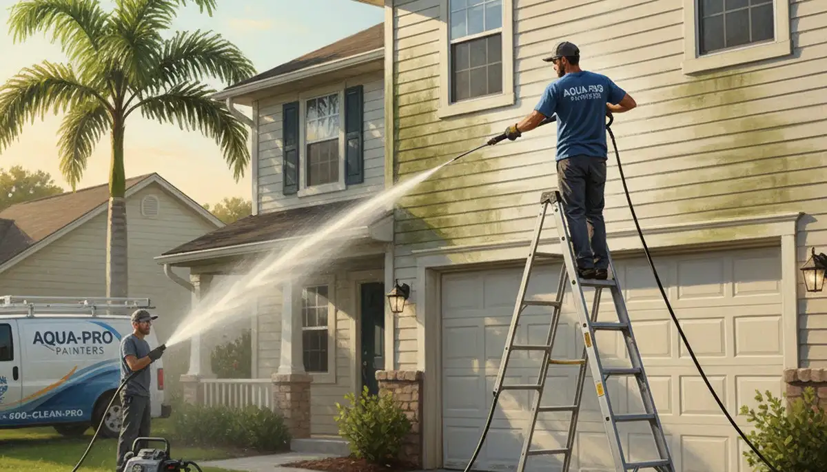 Vinyl siding pressure cleaning in Reading, MA by Reading Paint Pros to remove mold and mildew
