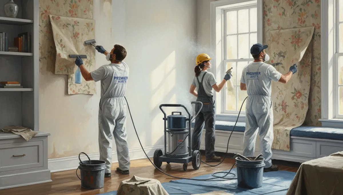 Wallpaper removal service in Reading, MA by Reading Paint Pros for clean, careful home prep