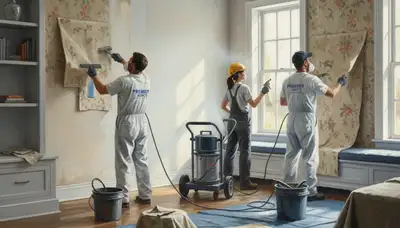 Wallpaper removal service in Reading, MA by Reading Paint Pros for clean, careful home prep